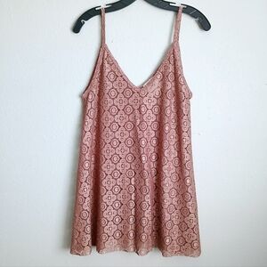 Boho Jane Lace Top Womens Size Medium Tan Romantic Coquette Girl